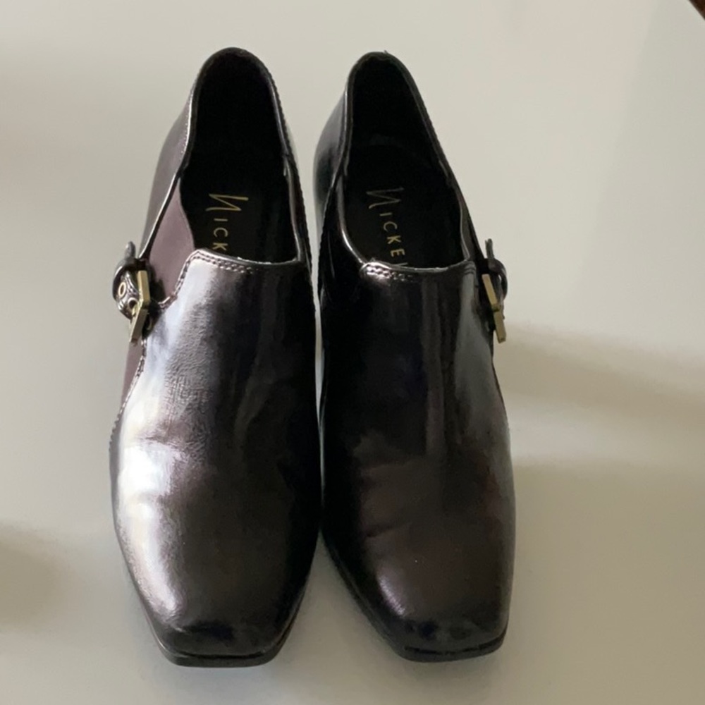 NICKEL'S Dark Metallic Brown High Heel Ankle Boot Size 7M Rachelle